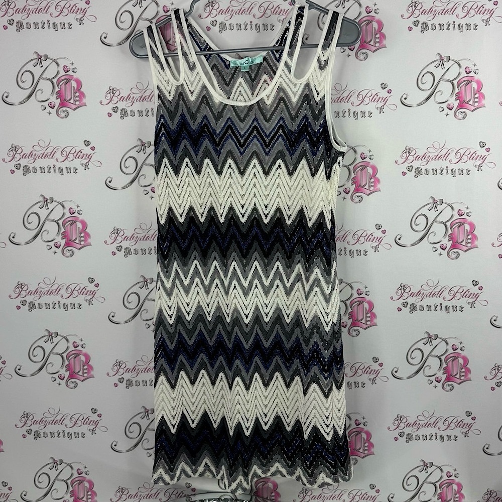 Erguo by minty dress crochet knit stripes Chevron Pattern Sleeveless Dress